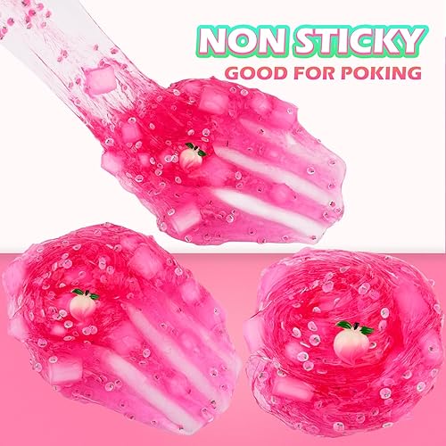 Miniatura 6 de Cubitos de gelatina transparente de melocotón rosa, bonitos dijes de complementos, slime de cristal crujiente, slime de agua Boba, juguete de lodo