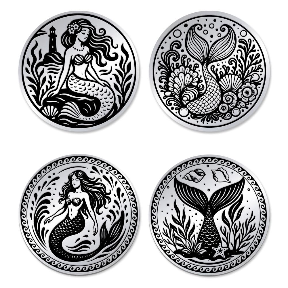 UNICRAFTALE 2Pcs Stainless Steel Double Sided Decision Coins Mermaid Coin Mermaid Princess Decision Coin Ocean Sea Theme with Paper Box for Women Commemorative Gifts
