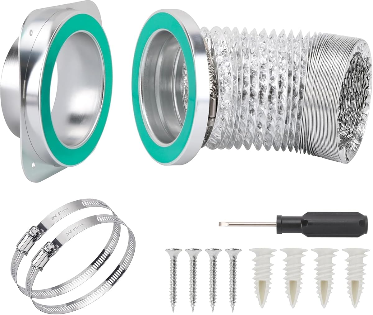 Magnetic Dryer Vent Coupling DV180 Dryer Vent Hose Magnetic Connector Kit-Quick Connection and Disconnection Strong Magnet Self-Alignment Airtight Seal Easy to Clean Included a 3ft 4" Duct &amp; 2 Clamps