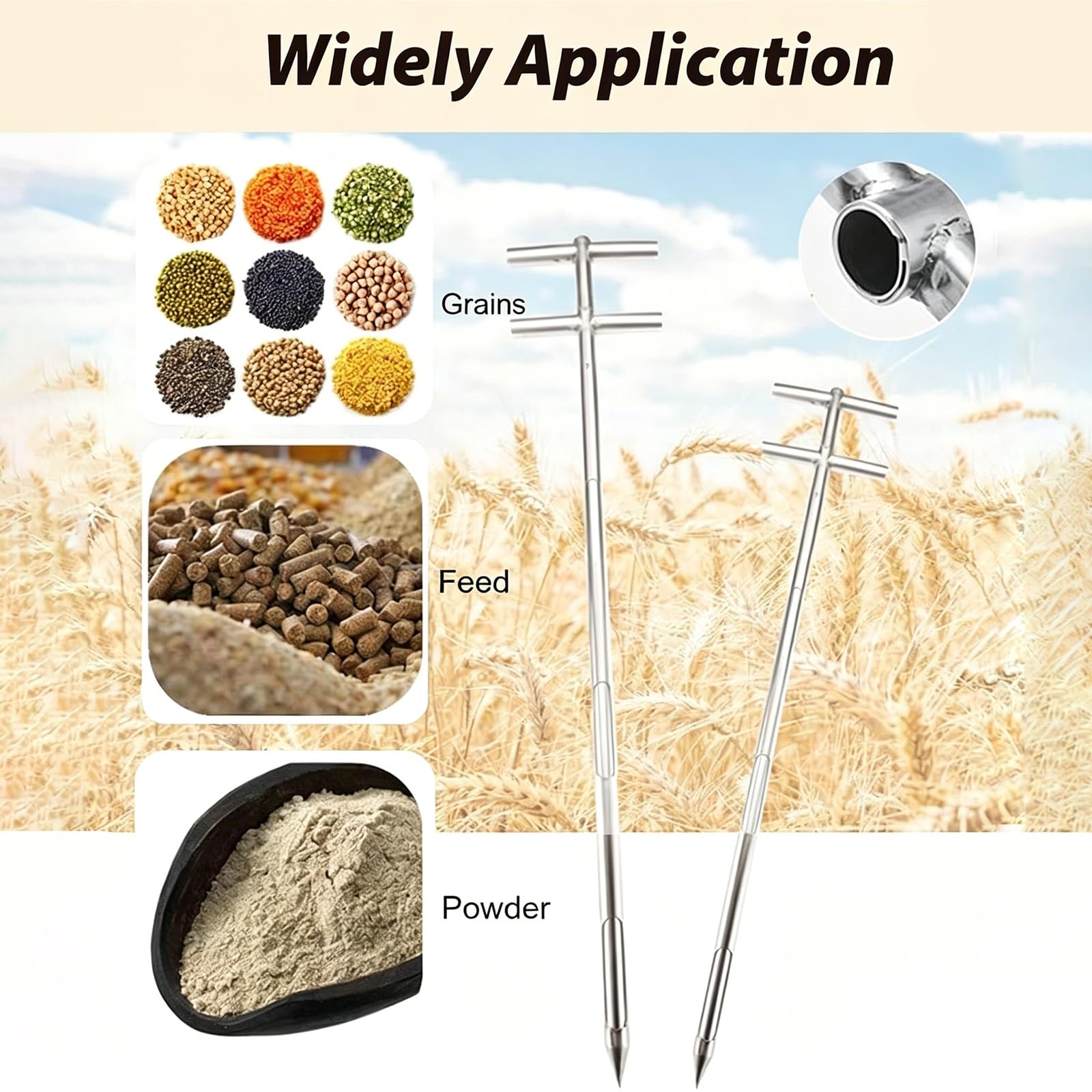 Industrieller Pulver- und Bodenprobennehmer – 25 mm Durchmesser mit Drehgriffen – Doppelwandiges Rohr zur Probenahme von Boden & Pulver – Ideal für Gartenbau & Landwirtschaft(1m)