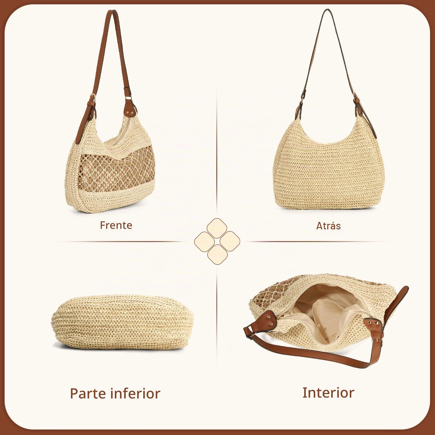 LHHMZ Mujeres Tejido de Paja Hobo Bolso de hombro, Tejido Bolsa, Viajes de verano Bolsos de playa 2025