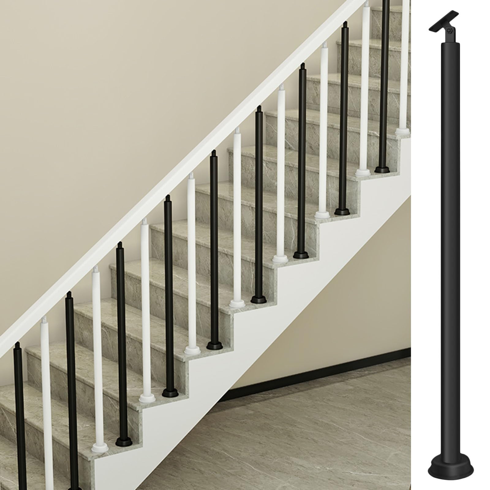 Balaustres de hierro negro ajustables para barandillas de escalera y lofts comerciales
