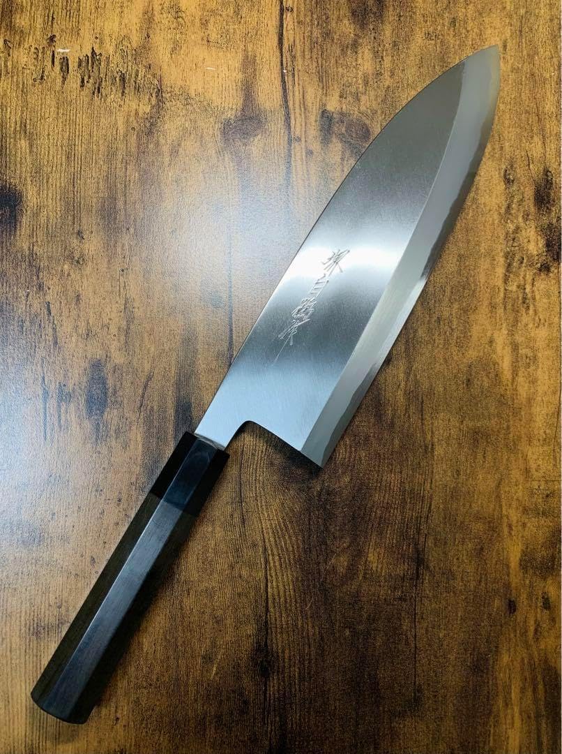 堺打刃物 鮭切 サケ切 出刃 白ニ鋼 包丁 9寸 水牛八角柄 - MEDISALUD