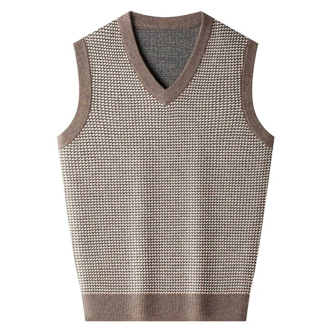 Chaleco de punto grueso con cuello redondo para hombre, suéter sin mangas clásico de negocios
