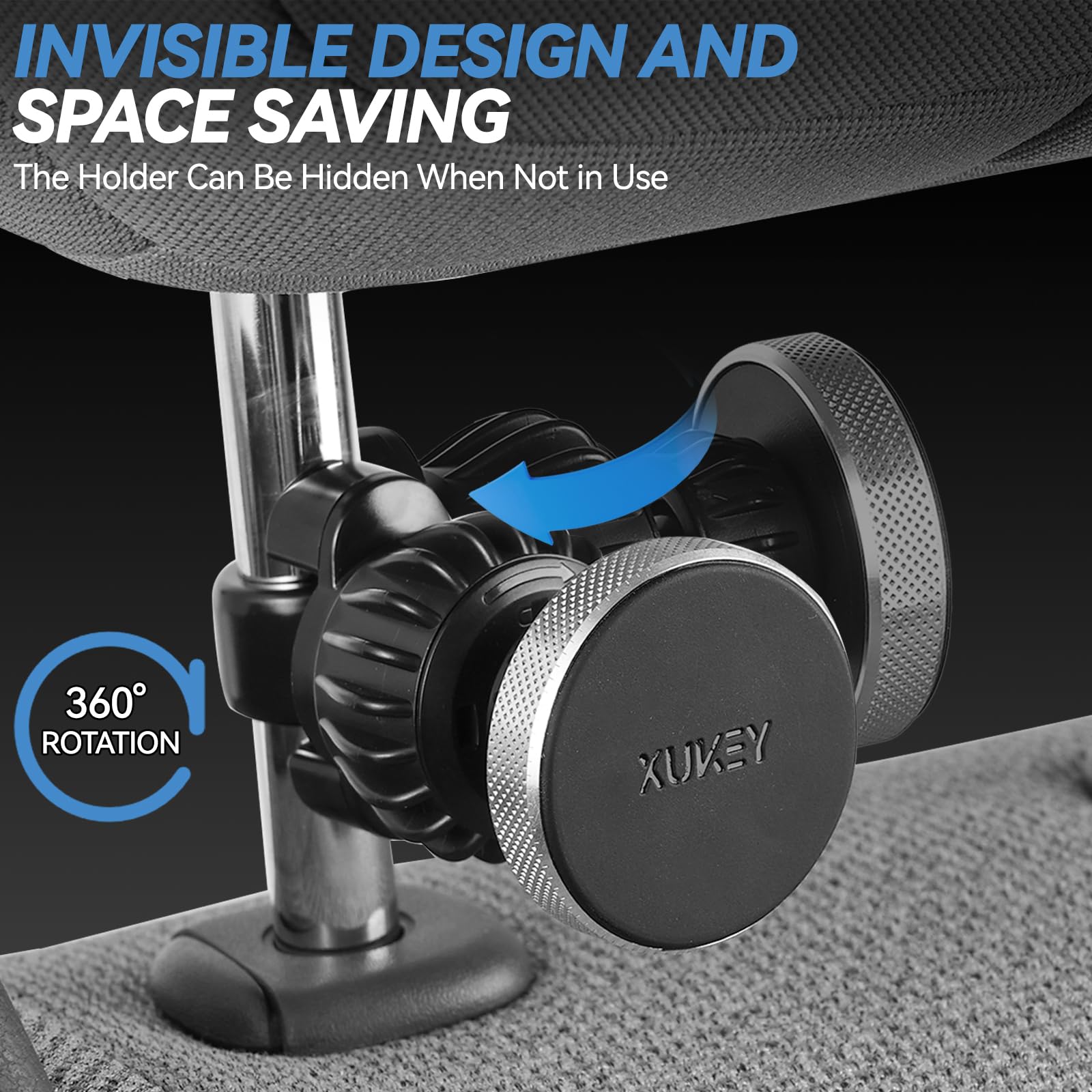 XUKEY Supporto per Tablet da Auto Magnetico per Poggiatesta, 2 in 1 Supporto per Tablet da Poggiatesta per Auto, SupportI per Borsa Rotazione a 360° Gancio Universale per Seggiolino