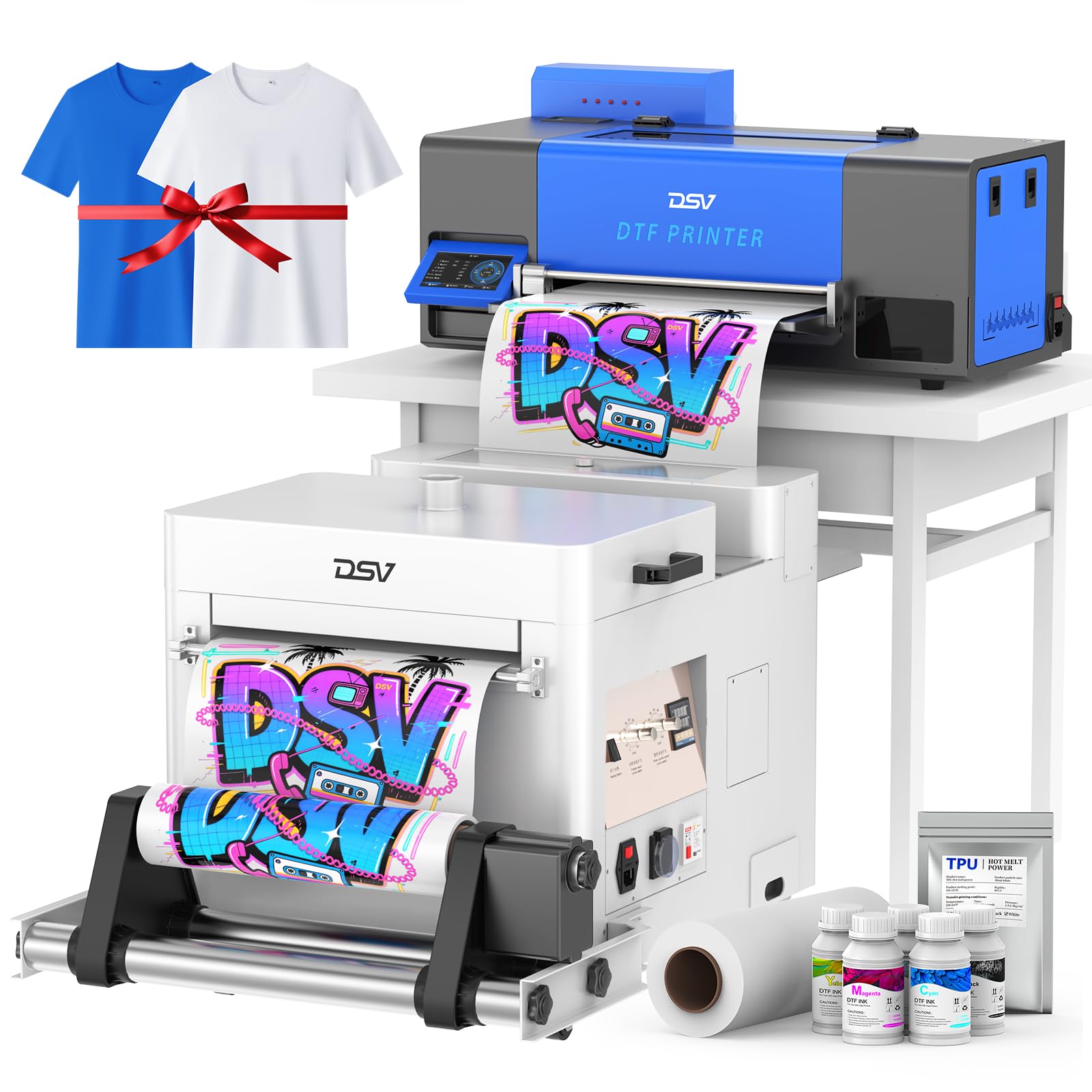 DSV A3 Plus XP600 DTF Printer, 4.5" LED Foldable Touch Screen, White Ink Circulation &amp; Auto-Cleaning, Dual Alarm, 2X Speed Compared to L1800/L805 DTF Printer Machine