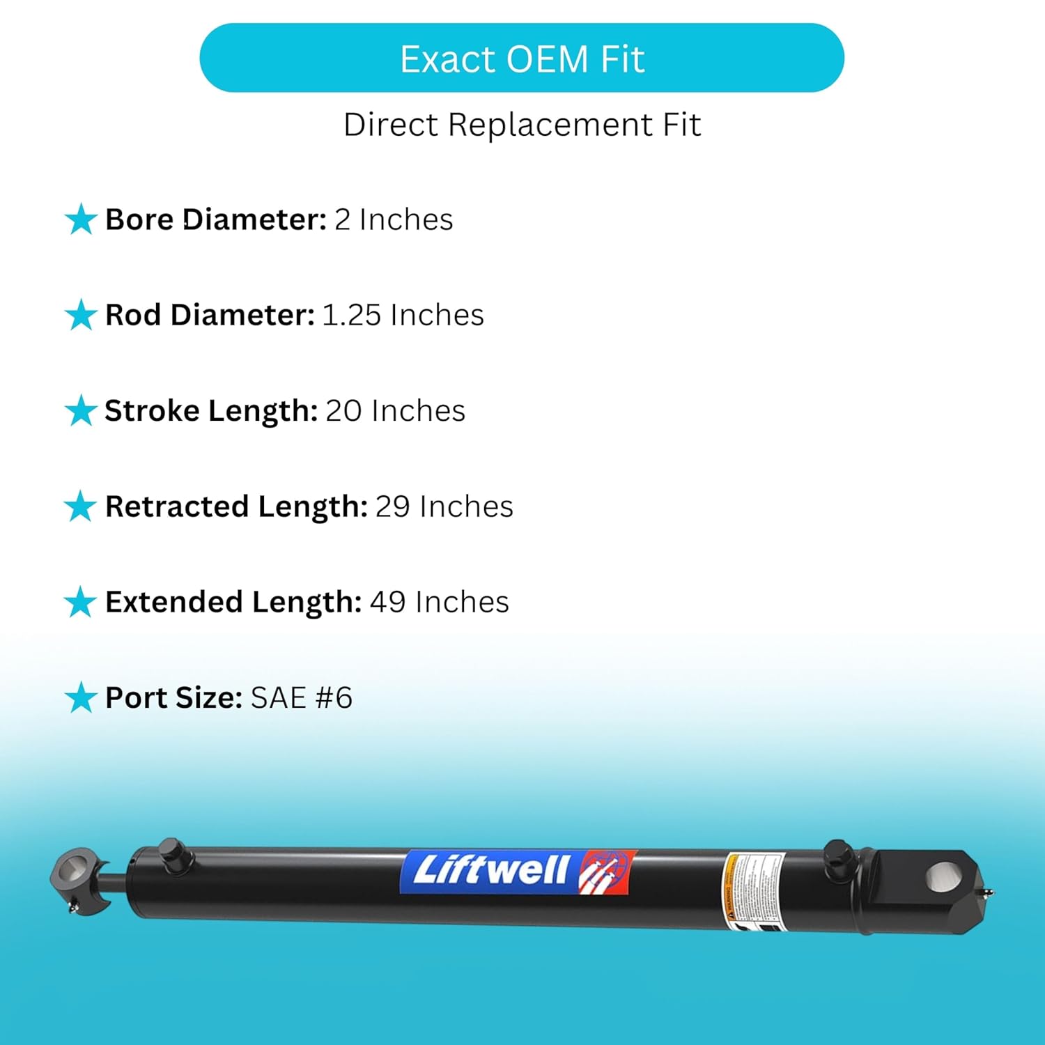 Double Acting Tang Universal Hydraulic Cylinder - 2" Bore, 20" Stroke (2x20)