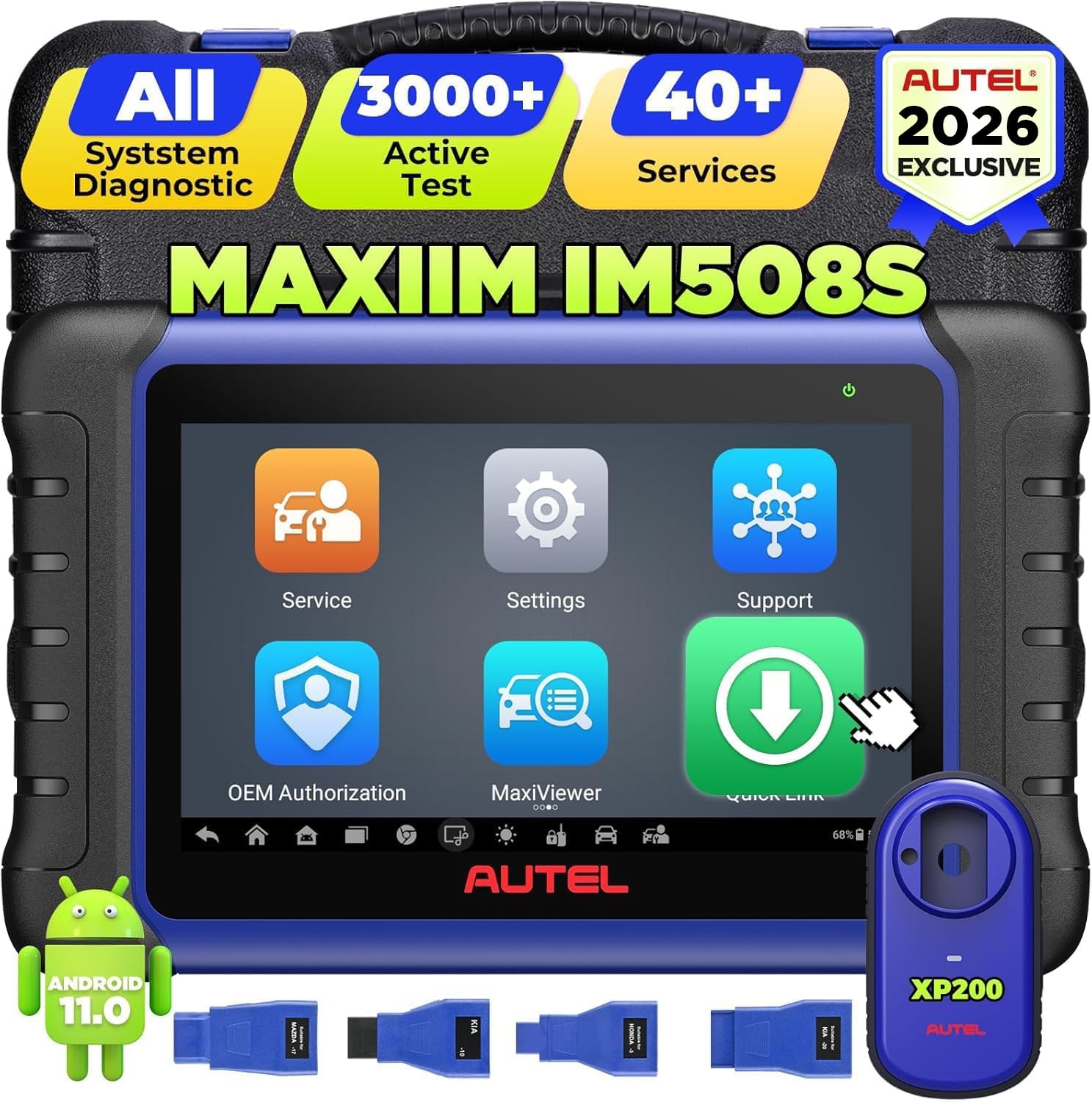 Autel MaxiIM IM508S mit XP200 Schlüssel Programmiergerät Auto, 2-Jahre Update[Wert 650€], 2026 Up von KM100 IM508 IM608PRO Autoschlüssel Programmierer, 3K+ Bidirektionale Test, 40+ Dienste, Android 11 | 3000+ Bidirektionale Tests, 40+ Servicefunktionen, e