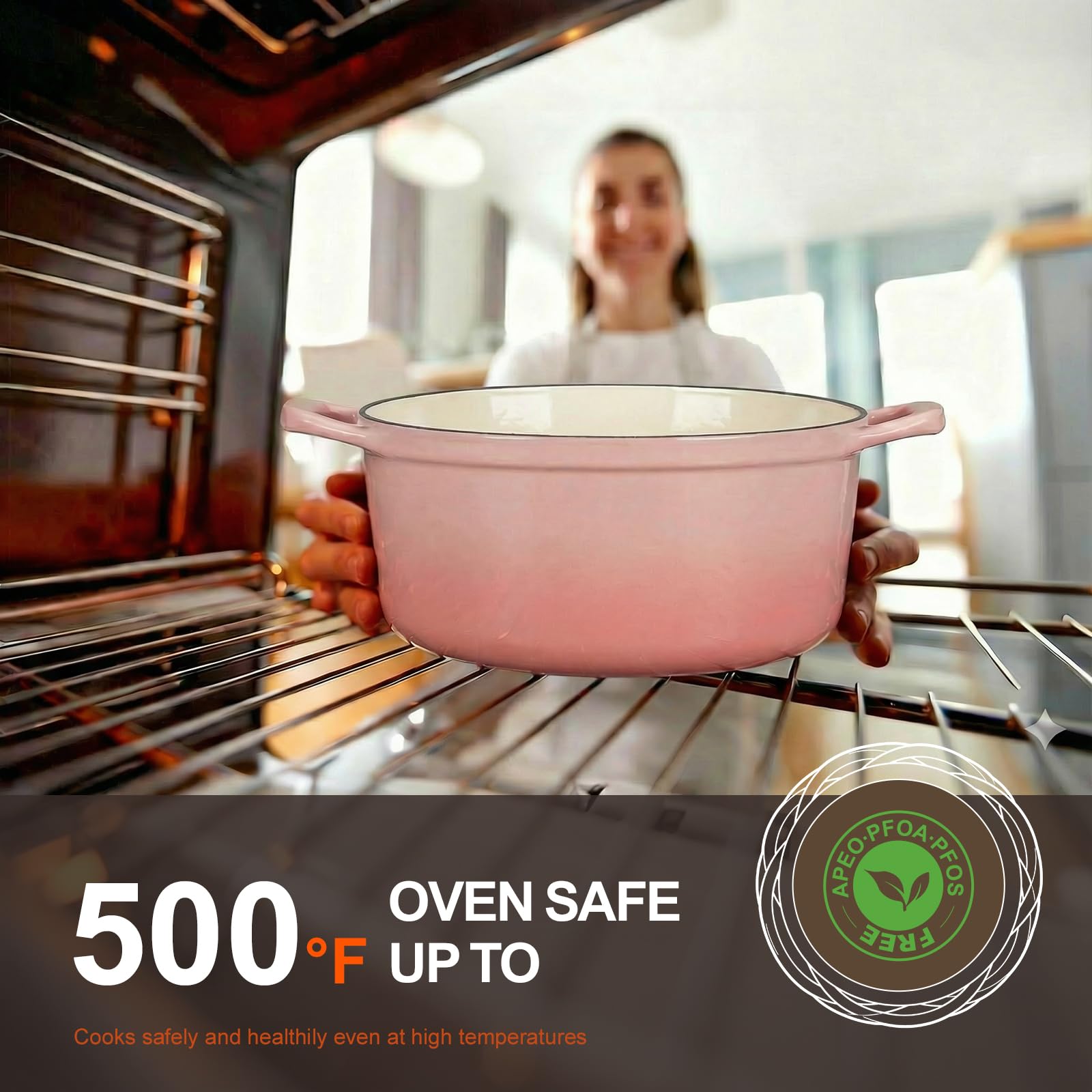Overmont Dutch Oven - 5.5QT Pink -4