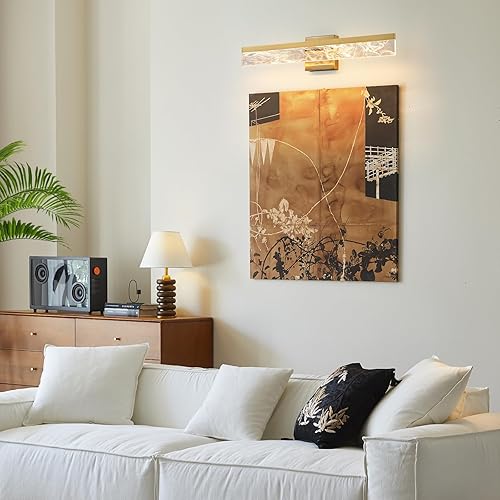 Miniatura 5 de Lámpara de tocador dorada  Lámpara de baño moderna de 24 pulgadas sobre espejo de 18 W, 3000 K, iluminación cálida, luces LED regulables para