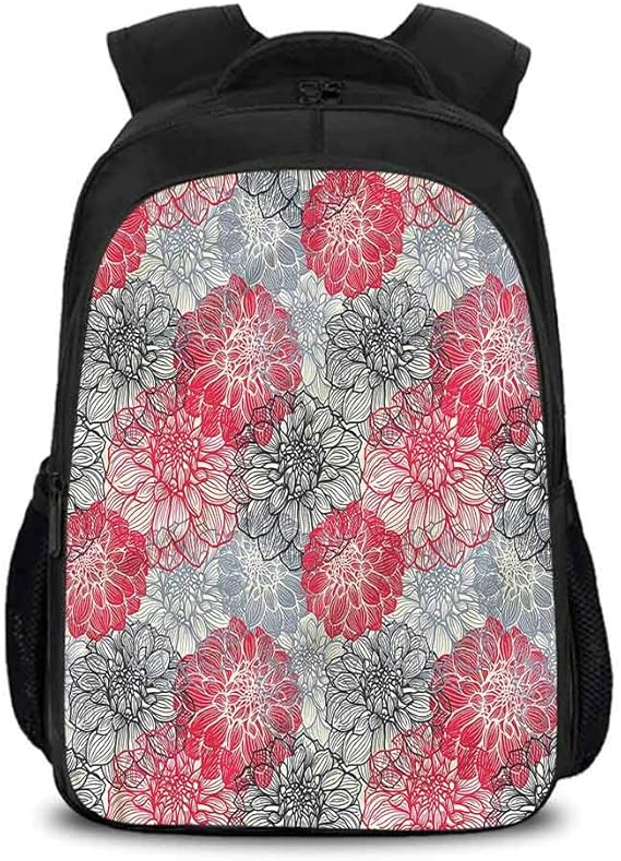 Waterproof, Strong and Light Schoolbag, Dahlia Flower Old Fashion