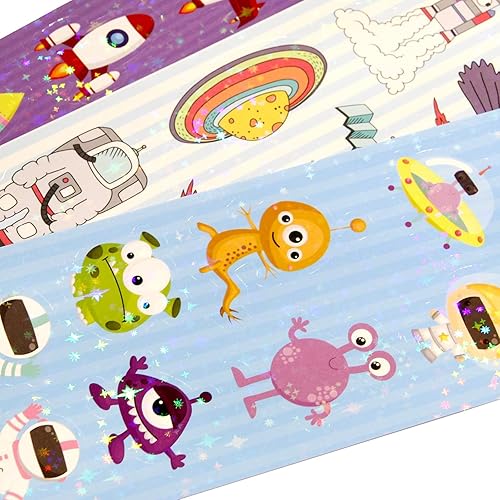 Miniatura 3 de Calcomanías espaciales para niños, surtido de 120 hojas, 1440 calcomanías del sistema solar, regalos de fiesta de cumpleaños para el aula