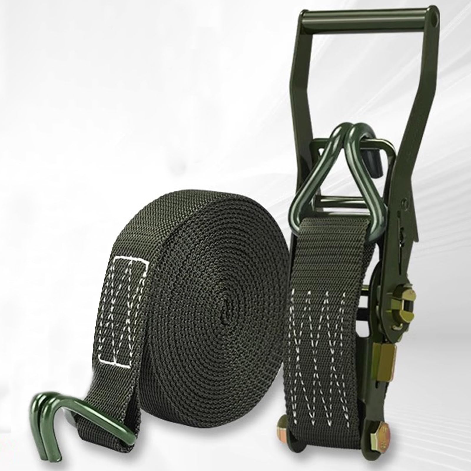 Spanngurte 5cm Hochbelastbar Niederbinde-Ratschengurte, Grün LKW Gurte Zur Ladungssicherung für Sattelauflieger/Transporter/Kajaks/Kleine Traktoren, 49 39 33 27 20 9.8 Ft Länge(Wide 4cm/1.6in,L-