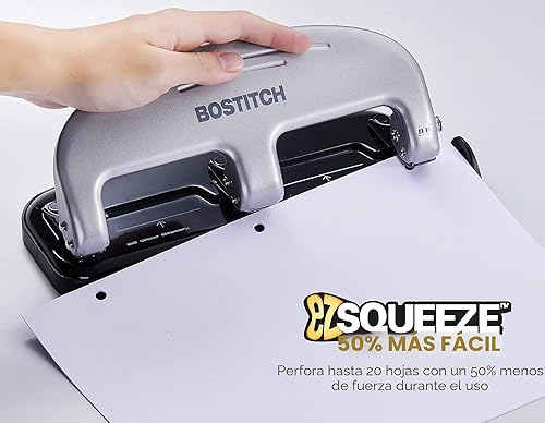 Miniatura 3 de Perforadora de 3 agujeros PaperPro 2220, capacidad para 20 hojas, Gris