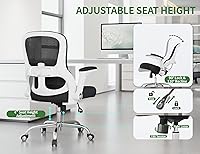 Vista 7 de Silla de oficina ergonómica, sillas de escritorio para computadora cómodas, silla de juegos de respaldo alto de malla con soporte lumbar ajustable