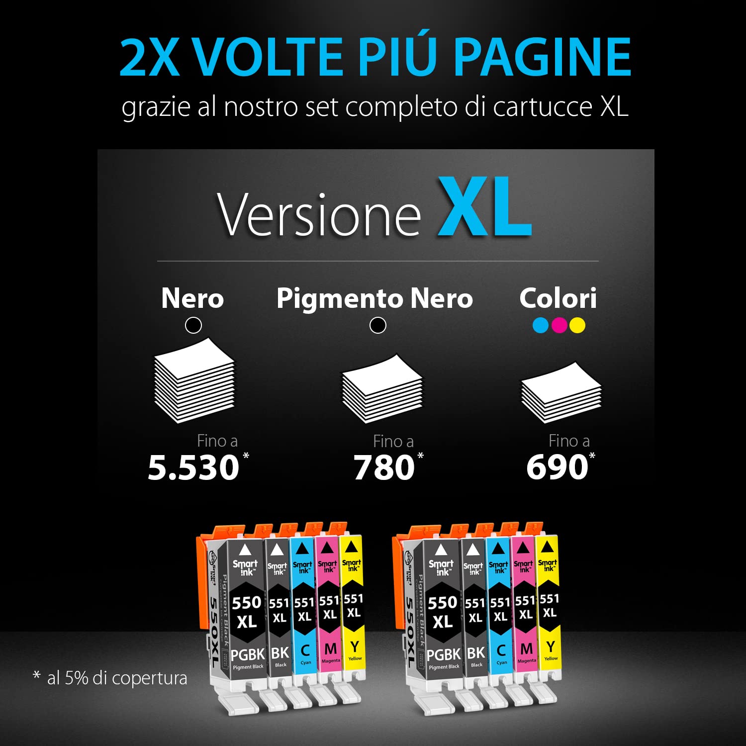 CARTUCCIA DI RICAMBIO PER CANON COMPATIBILE C551XL Y/M/C/B 10 PEZZI CARTUCCIA DI RICAMBIO PER CANON COMPATIBILE C551XL Y/M/C/B 10 PEZZI