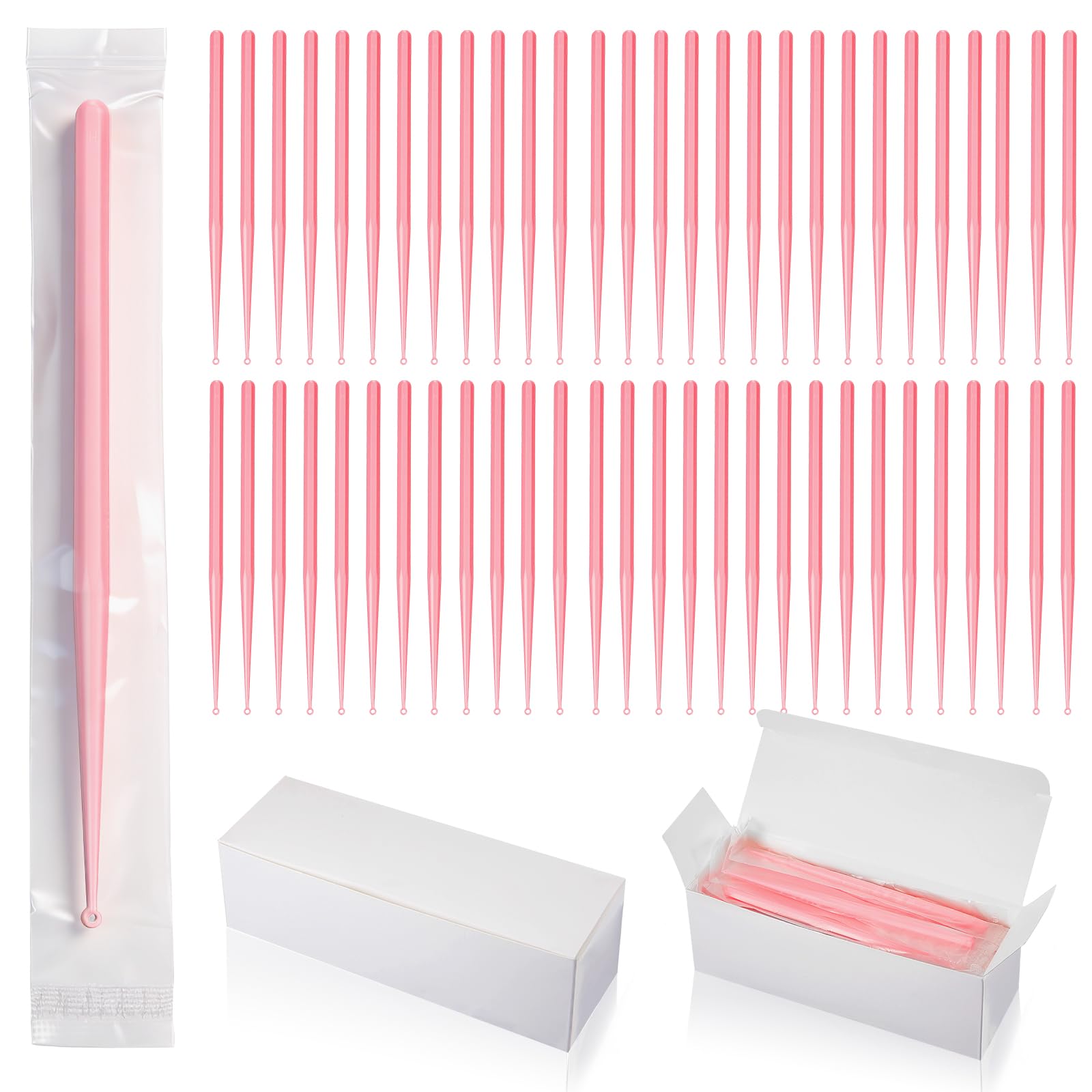 Havawish 100 Pcs Disposable Ear Curette Individually Wrapped Ear Wax Removal Tool Bulk Single Use Earwax Cleaner Pick Cleaning Tool for Home Clinic Hospital Gentle Canal Cleaning (Pink 3 mm Round Tip)