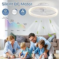 CANEOE 50cm LED Mennyezeti Ventilátor Lámpa, 6 Fokozat, Távirányító és App Vezérlés, Fehér 4