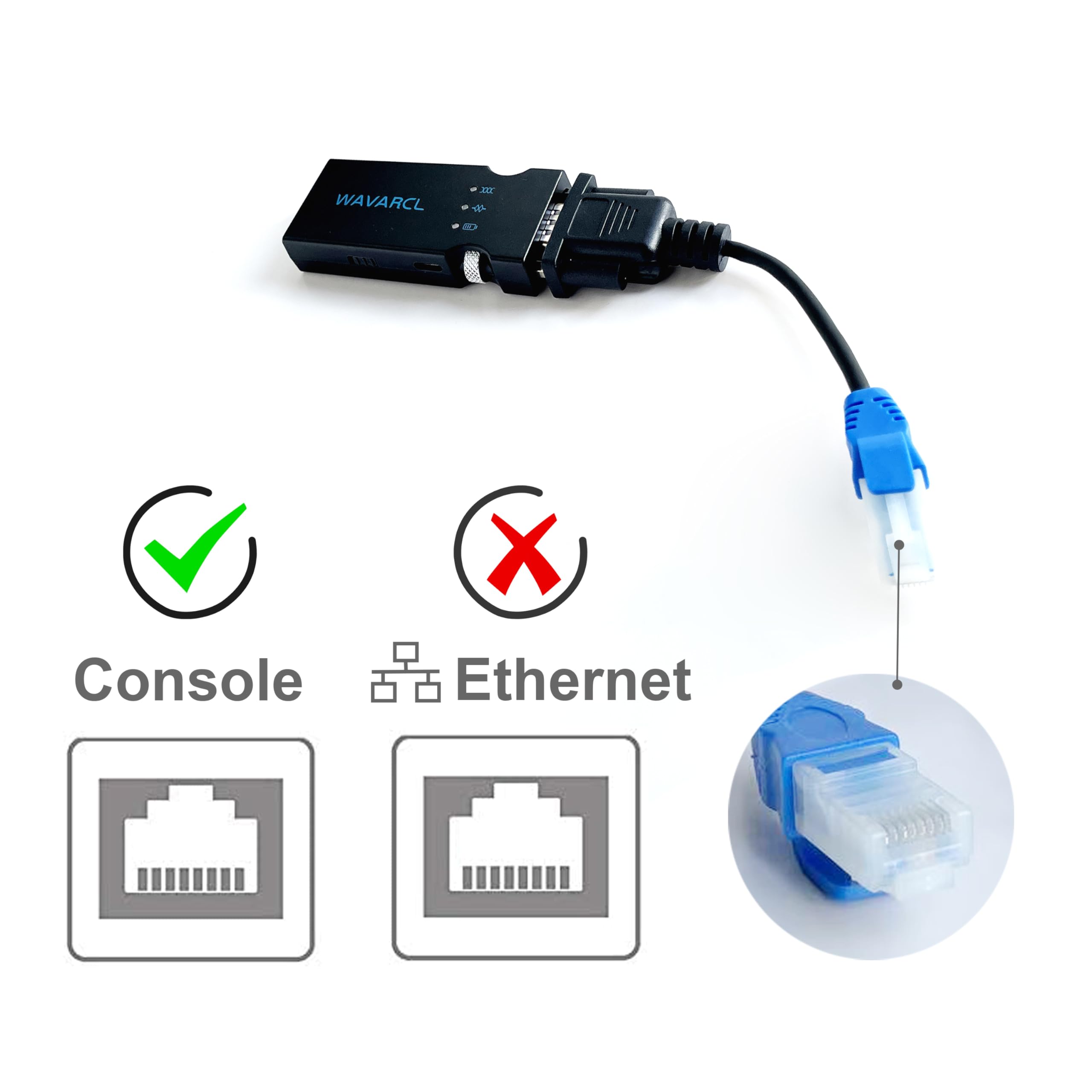 WAVARCL Adaptador Bluetooth serie RS232/RS-232 de largo alcance compatible con interfaz RJ45 de 9 pines, cable de consola compatible con Cisco, configuración inalámbrica de interruptores, enrutadores