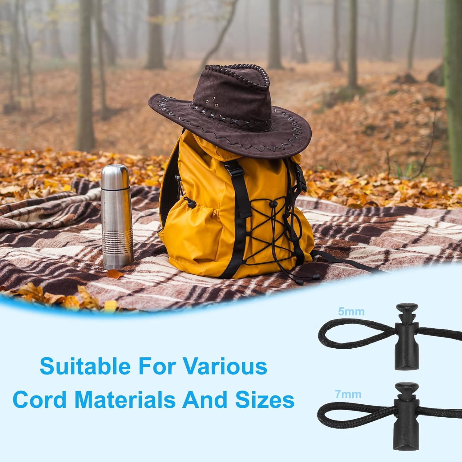 PATIKIL Plastic Cord Lock, Single Hole Spring Toggle Stopper Adjustable Cord Stop Fastener End - Image 5