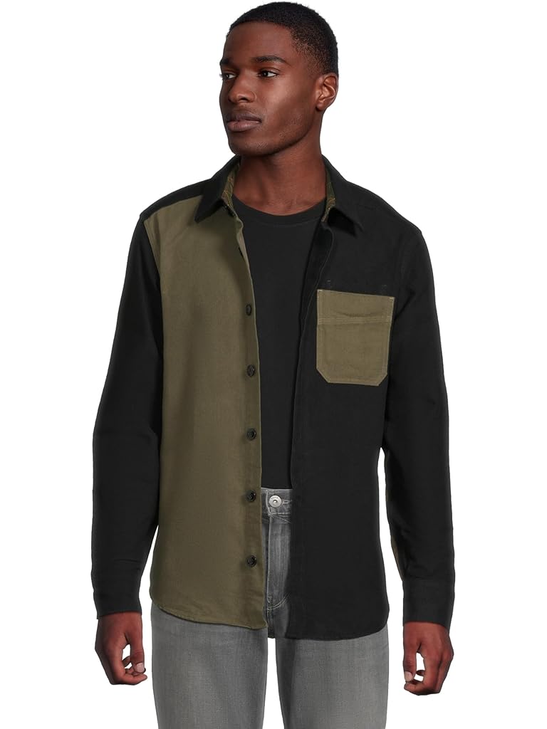 Black L.L.Bean Signature 1933 Chamois Cloth Shirt Long- Sleeve Mixed Media Regular