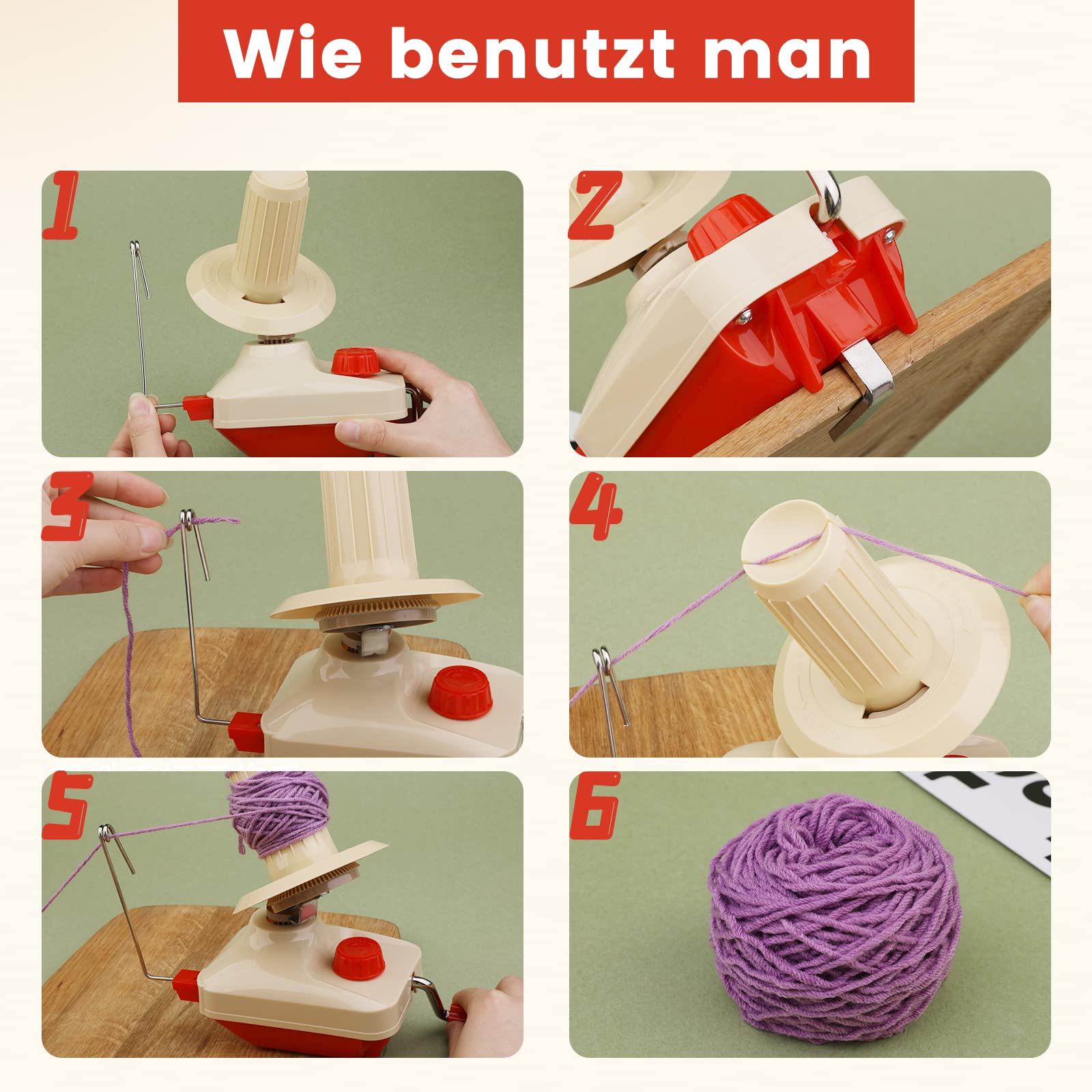 Bigodini a sfera, 54 pezzi, colore rosso, avvolgicavo, avvolgitore in lana, tessuto a maglia, filato Swift fatto a mano, macchina per avvolgere la lana con 20 pennarelli, aghi in plastica