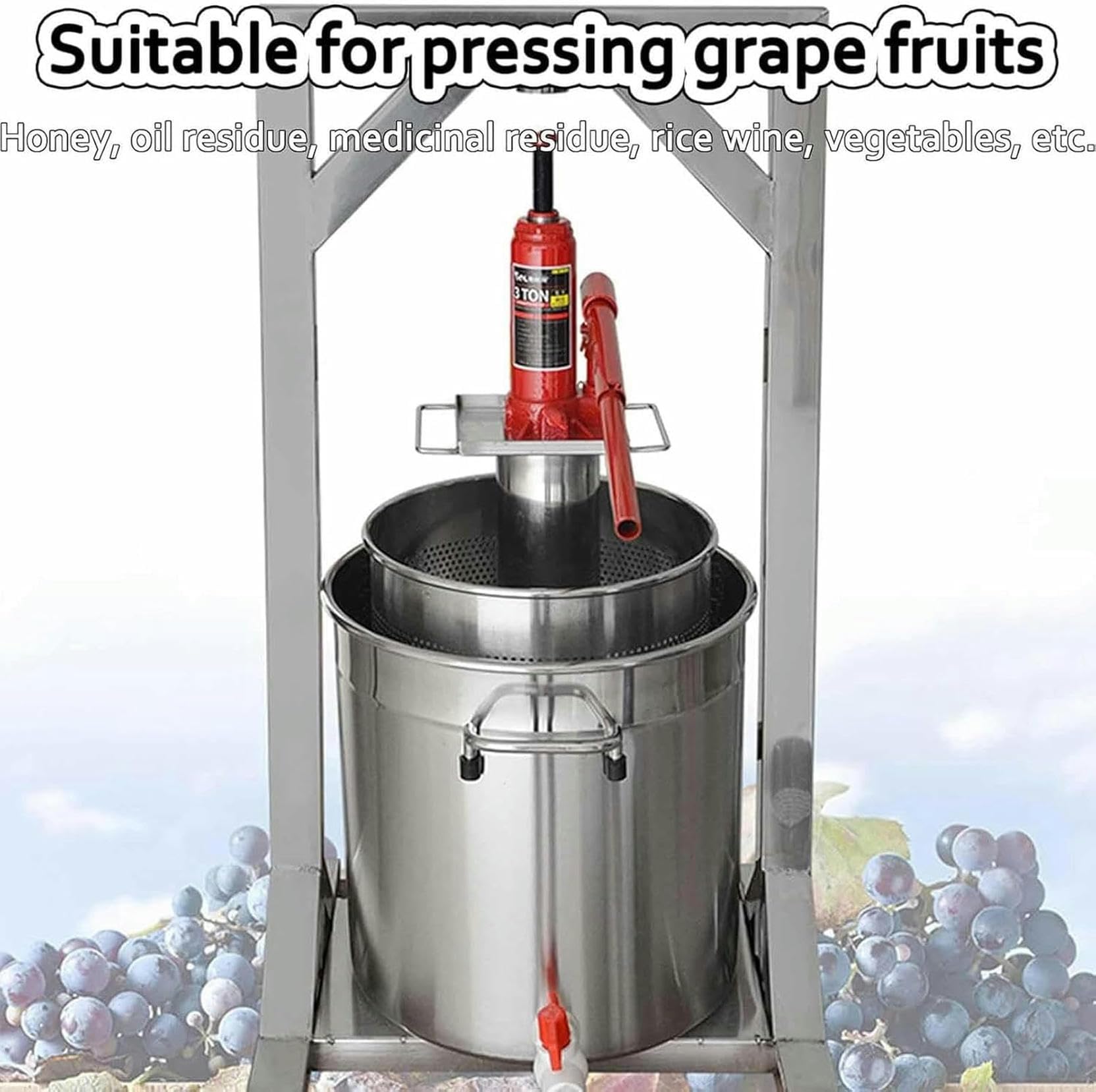 UWYTGF Fruit Wine Press,Fruit Juice Polishing,122236 L Manual Squeezer,Grape Crusher for Winemaking,for Family Restaurants with Chili and Honey Honey