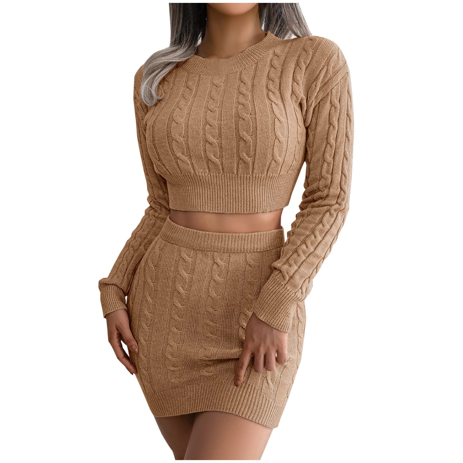 UOQAPRE Sweater Dress for Women 2022 Long Knee Midi Length Sleeve Womens Sweater Bodycon Mini Sweater Dress
