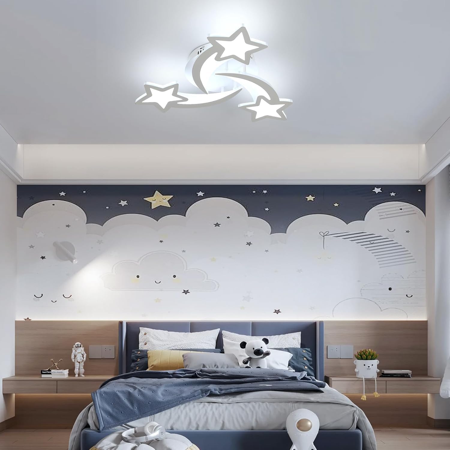 Toolight Plafoniera LED dimmerabile 30 W 3375 LM, lampadario camera da letto per bambini con telecomando 3000 K-6500 K, moderna lampada da soffitto per camera dei bambini, soggiorno, camera da letto,