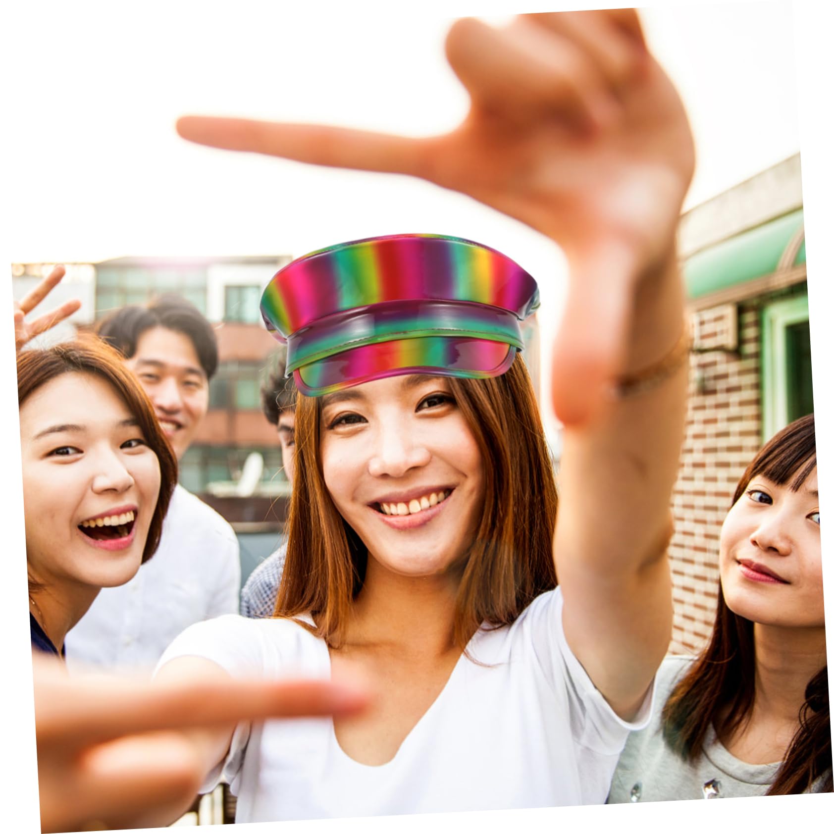 BESTYASH Sombrero De Colorido Para Mujer Gorro De Fiesta Náutica Sombrero De Cuero Brillante Diseño Arcoíris Para Eventos Temáticos y Fotos Festivas