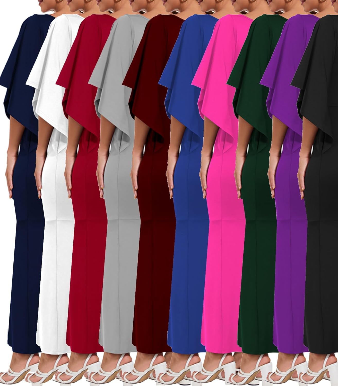 Elegant Mermaid Evening Dress for Women Formal One Shoulder Cape Gowns - Image 6