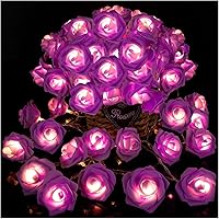 Vista 10 de Cadena de luces de rosas, 20 LED, luces de rosas azules románticas que funcionan con pilas, 3 m de guirnalda de flores artificiales LED