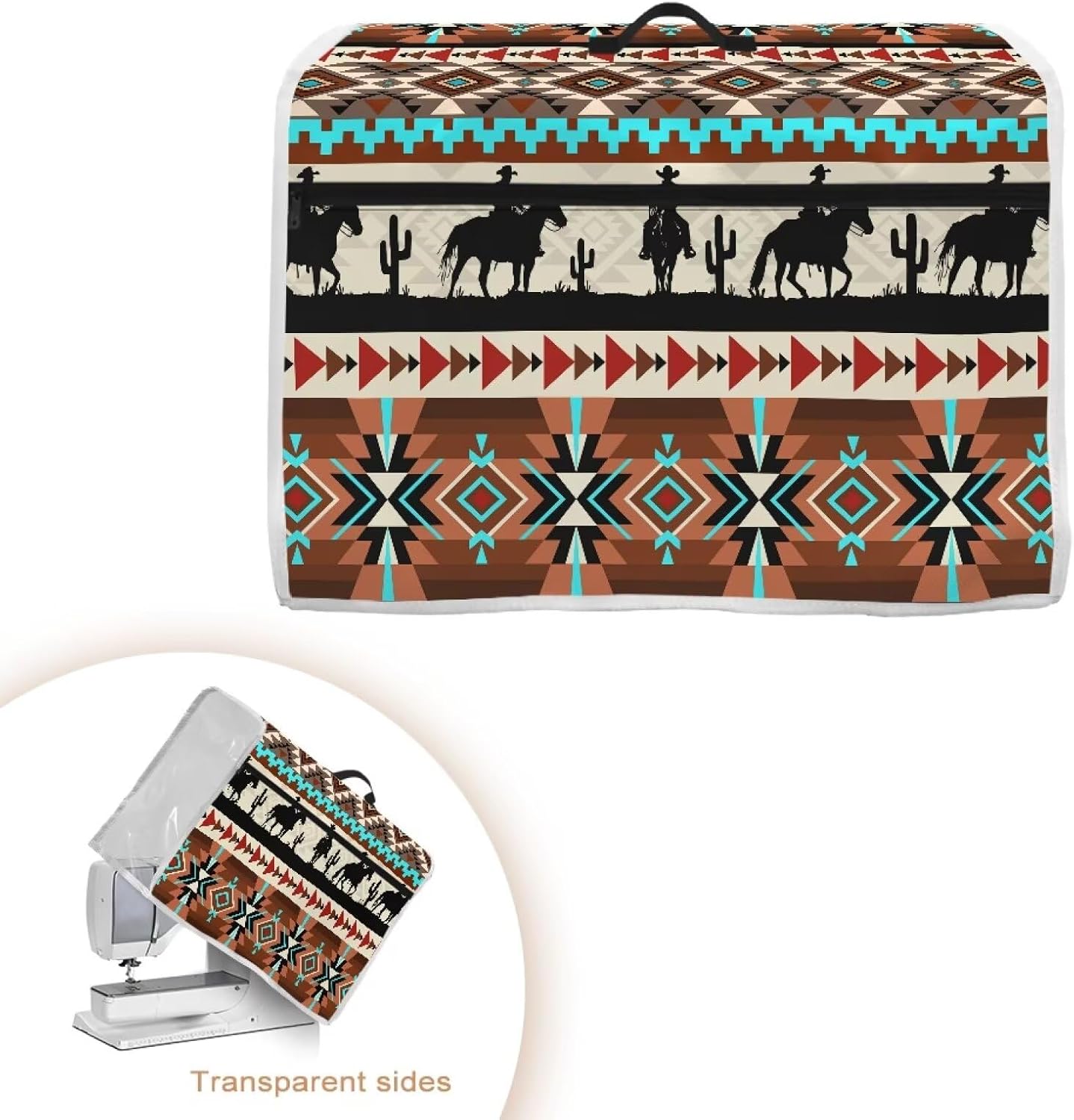 Western Cowboy Sewing Machine Cover Universal Sewing Machine Covers with Storage Pocket Boho Dustproof Scratch Resistant Protector Covers Gift for Sewing Lovers