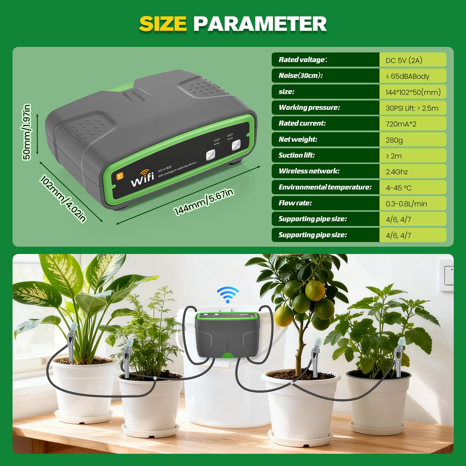 Sistema de riego wifi, riego automático para 20 plantas en maceta | Con bomba doble,Control independiente,Control de aplicaciones,Riego automático interior para balcón,Plantas en macetas