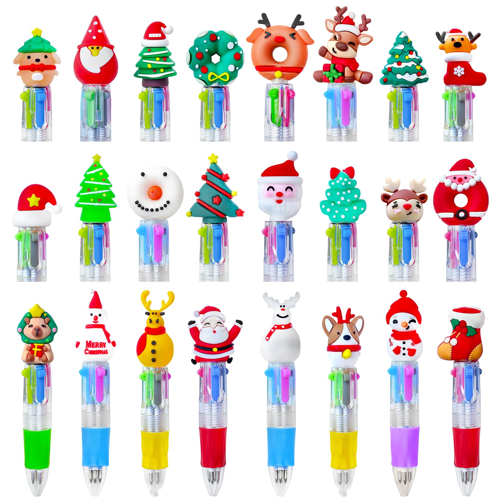 KIDRENFUN Christmas Party Bag Fillers, 24 PCS Christmas Stationery Mini Pen, Eve Box Fillers Stocking Fillers
