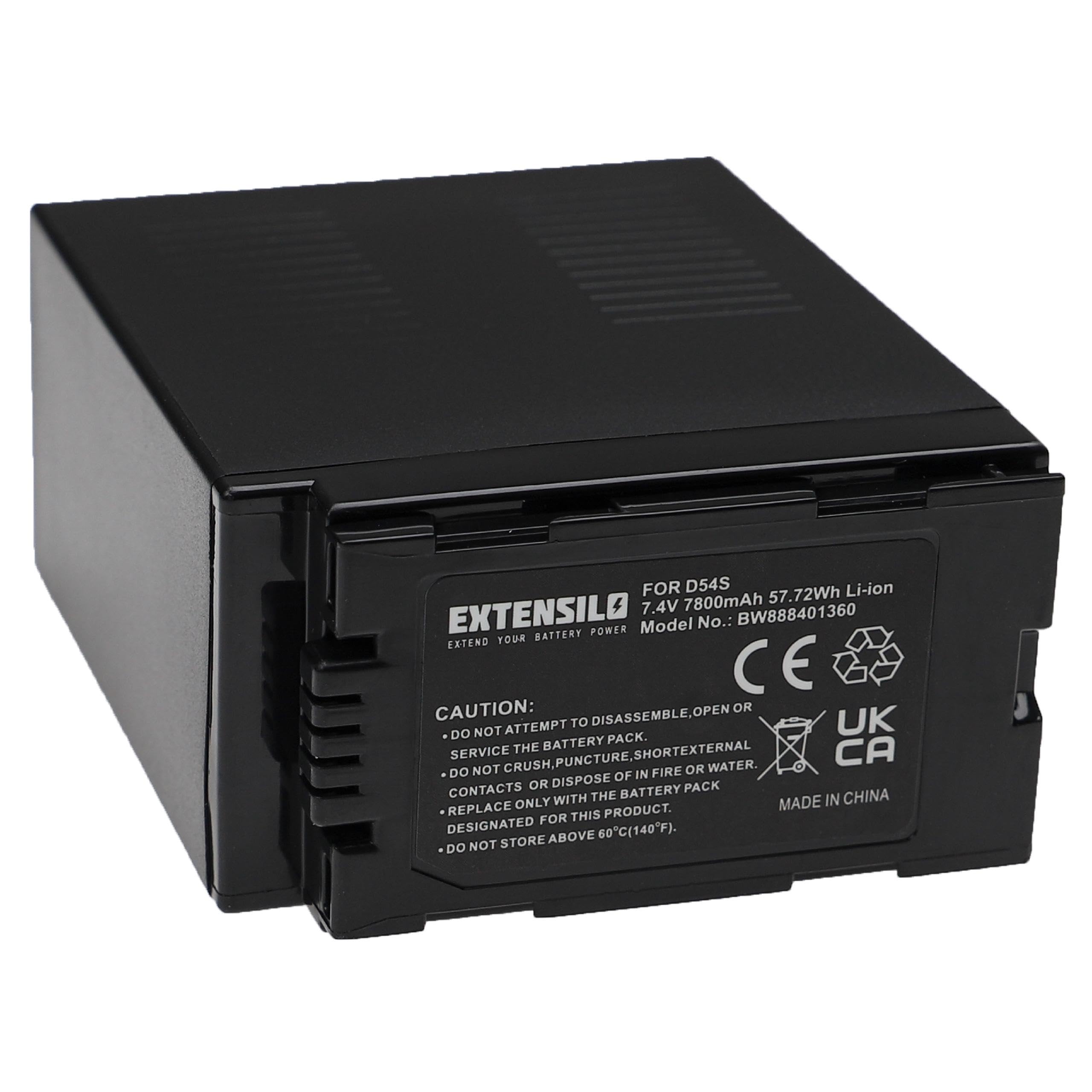 Batteria EXTENSILO 7800mAh Compatibile Panasonic CGA-D54 Per Videocamere AG-HPX250, AG-HPX171E