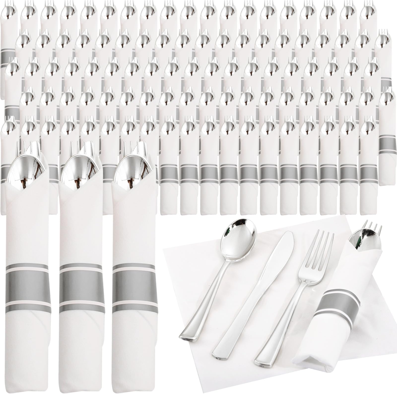 Supernal 120pack Silver Plastic Silverware