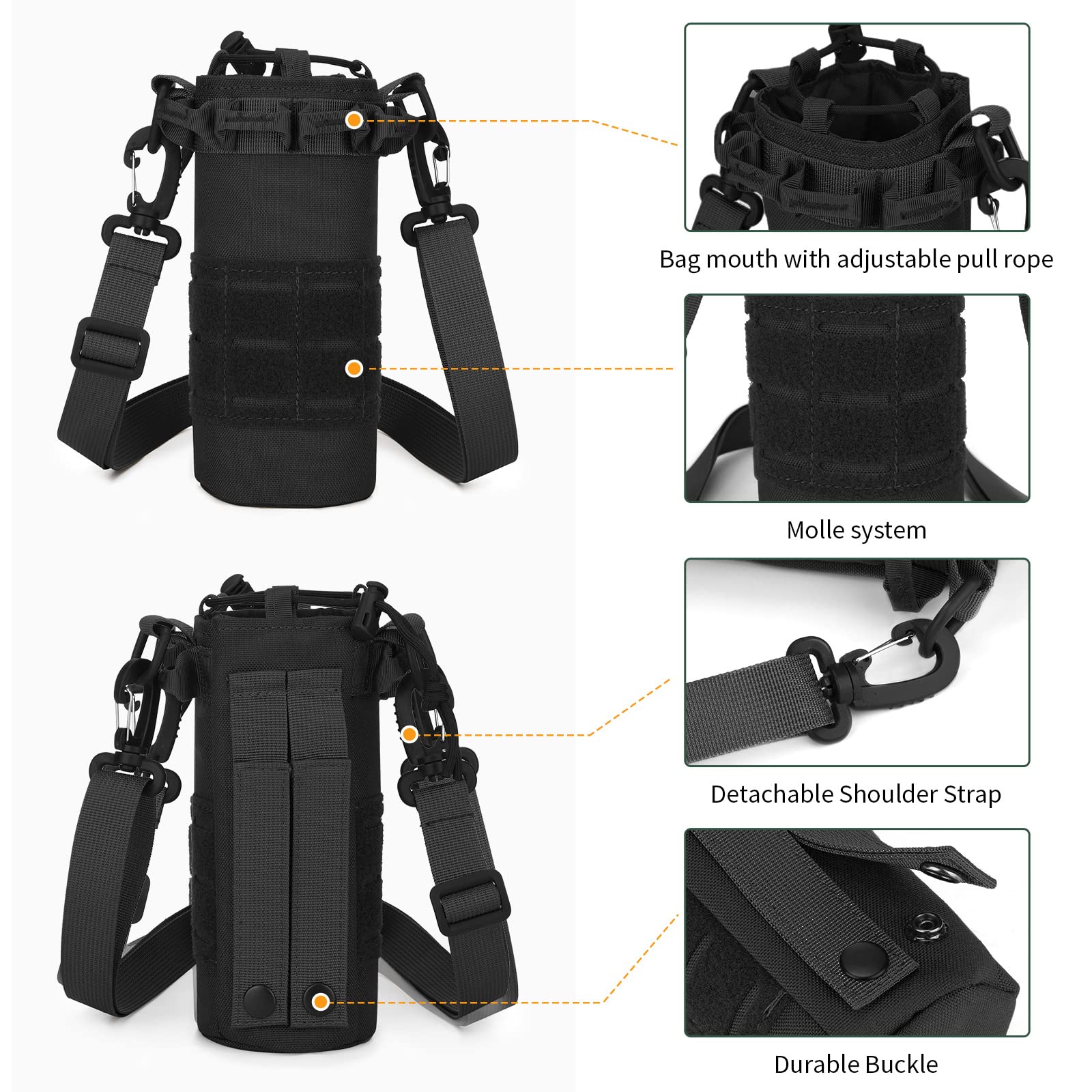 Borsa A Tracolla Tattica Uomo HUNTVP - Per Laptop 14 Pollici, Ideale Per Trekking E Sport | Nera - Foto 7