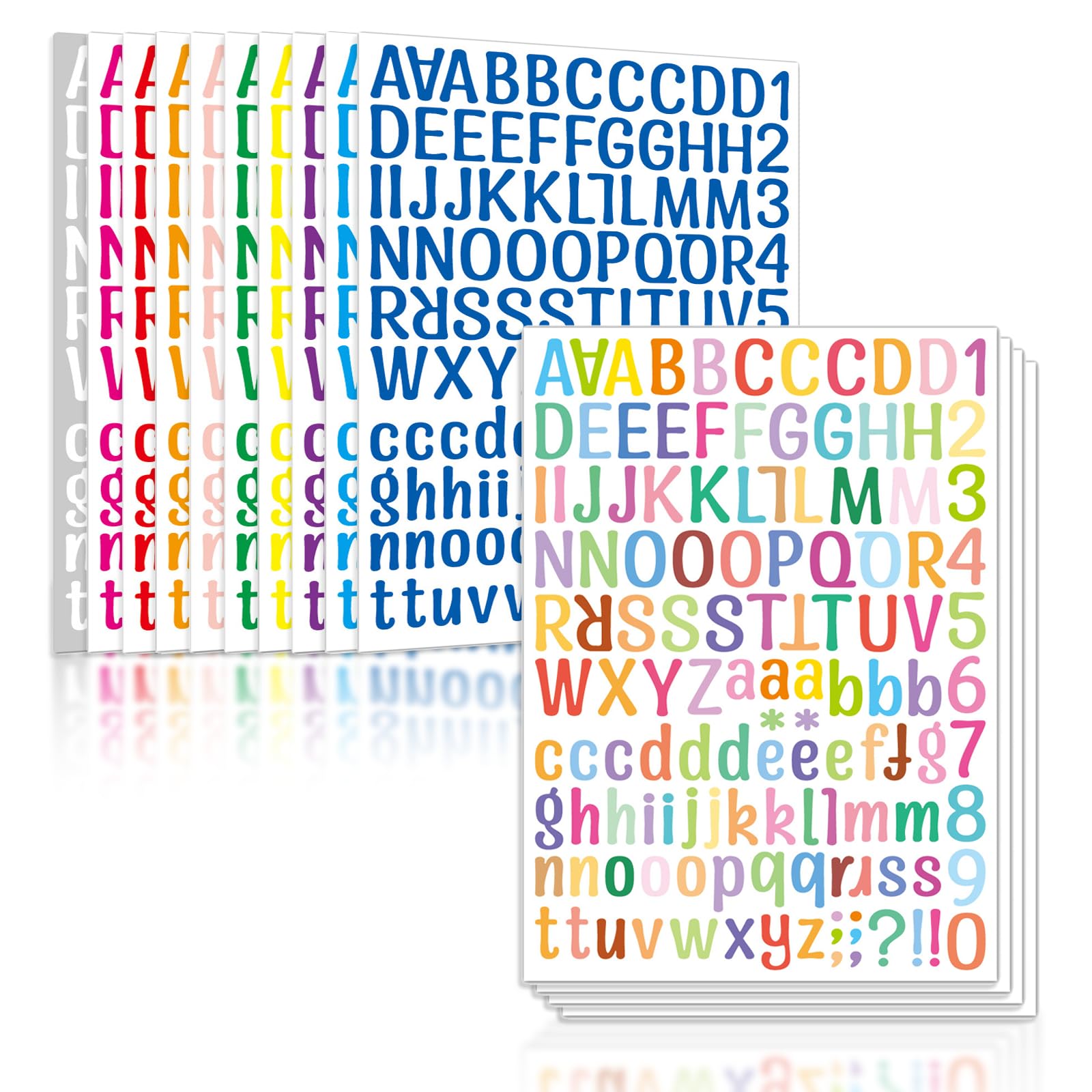 14 Sheets Letter Stickers,1764 Alphabet Stickers Vinyl Self-Adhesive Number Alphabet Stickers, Graduation Cap, Classroom Decor, Water Bottle, Mailbox Numbers Labels DIY Crafts, Notebook(Colorful)