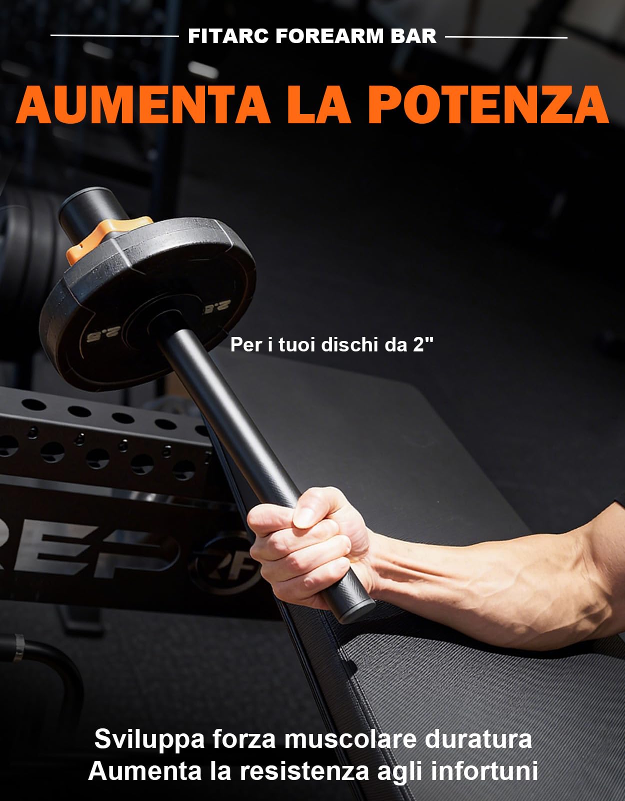 Fitarc Rinforzatore per avambraccio, 1 pollice avambraccio, barra per polso, avambraccio, rullo da polso, allenamento per polso, rotazione del polso, piastra non inclusa