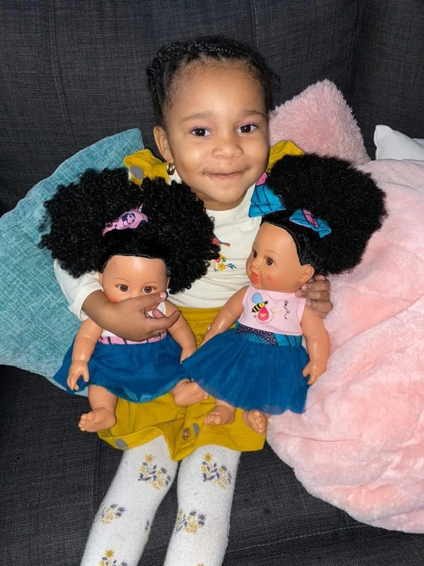 Orijin Bees Sweet Puffy Bee African American Black Latino Hispanic Mixed Race Multicultural Curly Natural Hair 12 inch Baby Doll