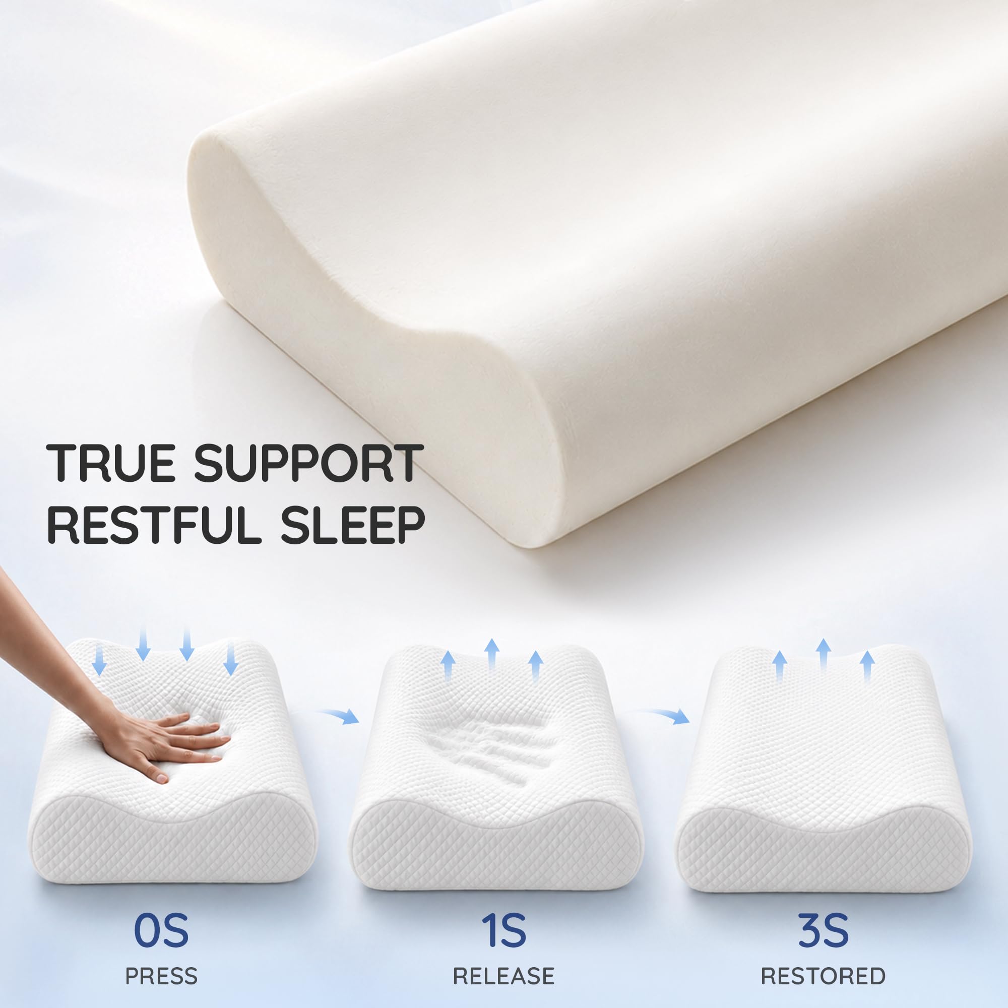 AM AEROMAX Cuscino in memory foam, per letto king size, 81,3 cm, cuscino cervicale per sollievo dal dolore al collo, cuscini ortopedici per dormire, per schiena, addominali