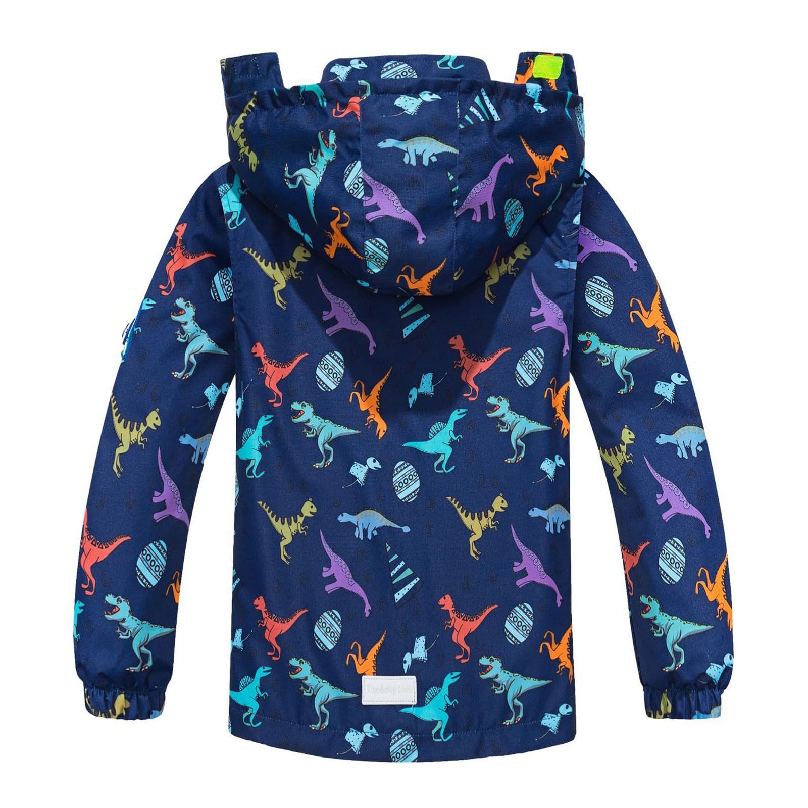Generisch Veste à capuche respirante avec imprimé dinosaure pour enfants garçons et filles Manteau de pluie coupe-vent pour l'extérieur Manteau zippé pour toutes les saisons