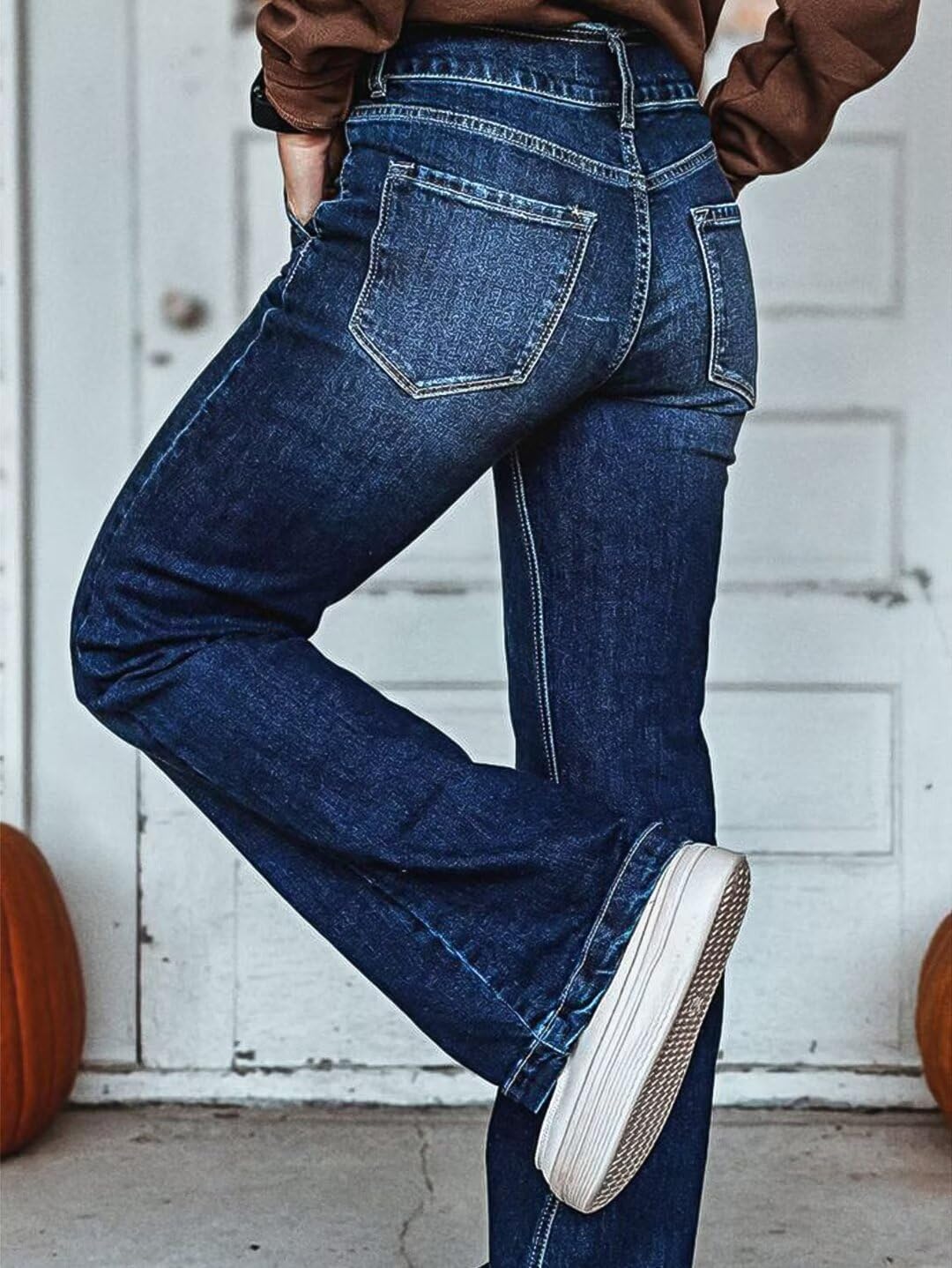Flamingals Low Rise Boot Cut Jeans for Women Butt Lifting Western Pants with Pockets Flare Jeans Women - Image 3