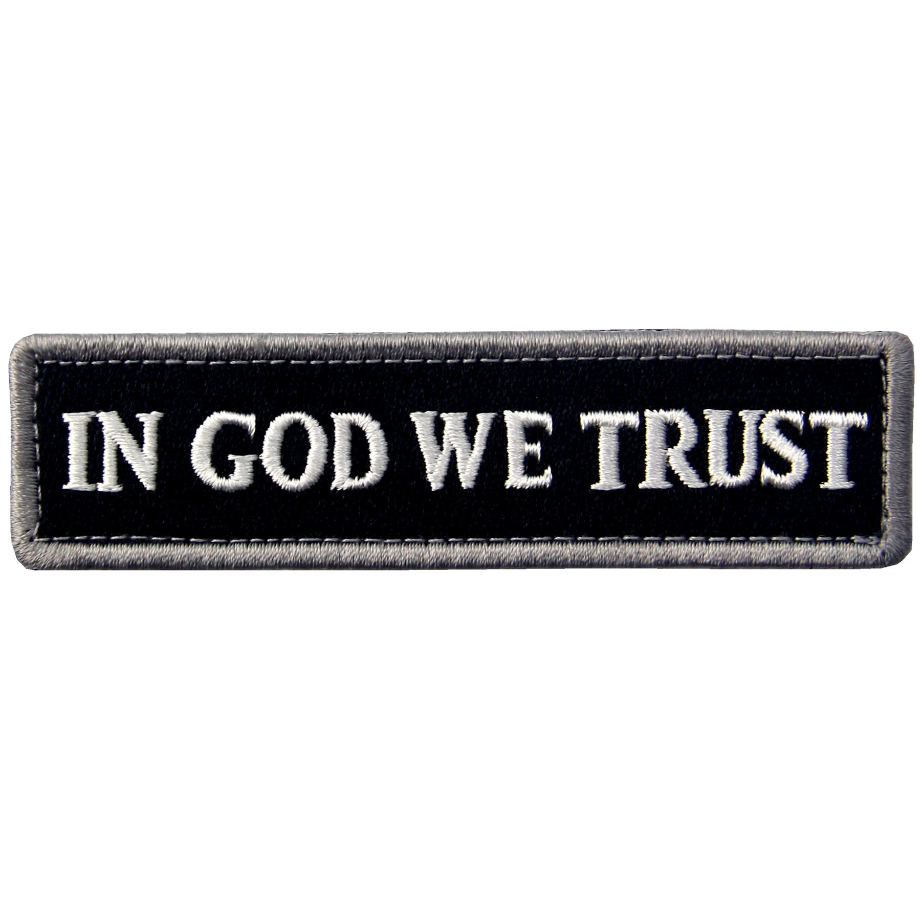 EmbTao in GOD We Trust Embroidered Tactical Morale Fastener Hook&Loop Patch - Black & White