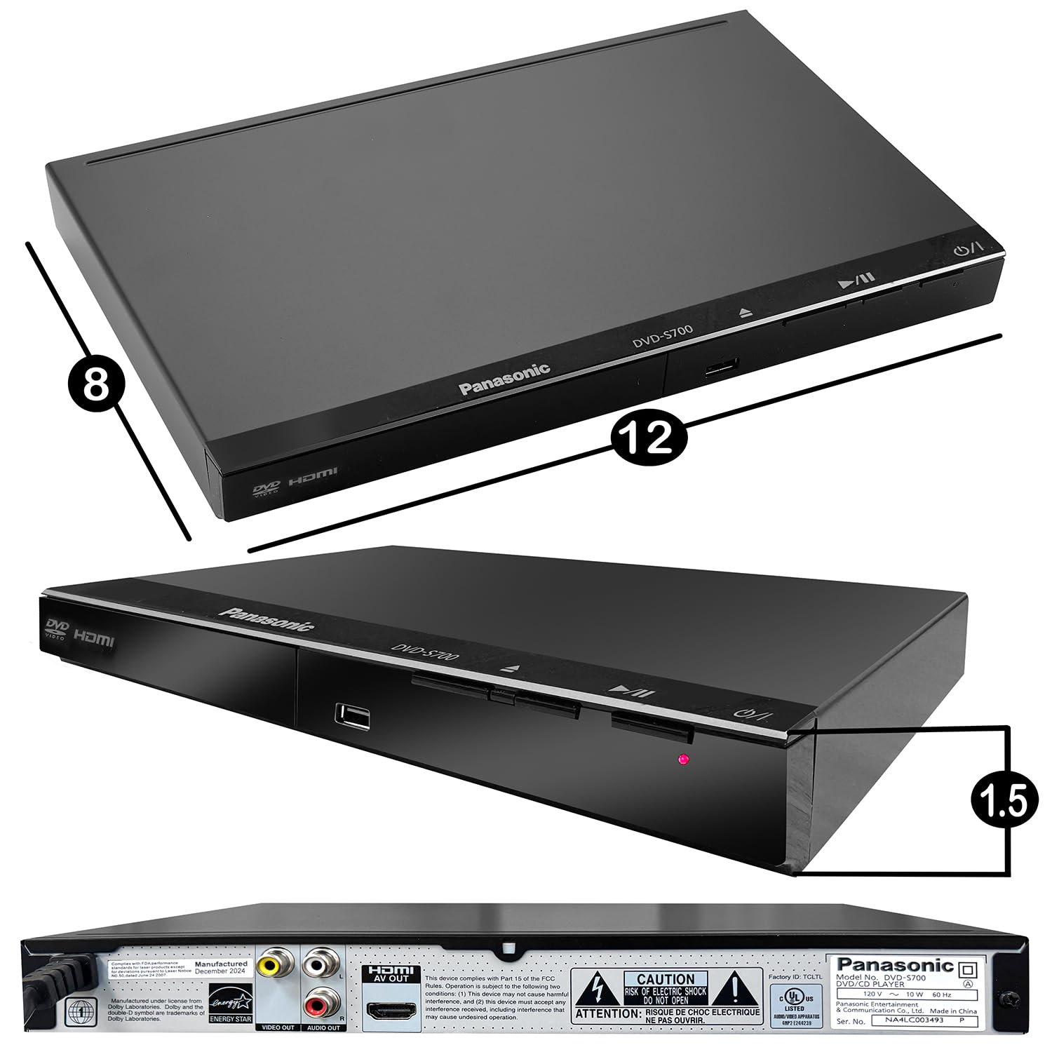Amazon.com: Panasonic DVD Player DVD-S700 + Remote Control + High