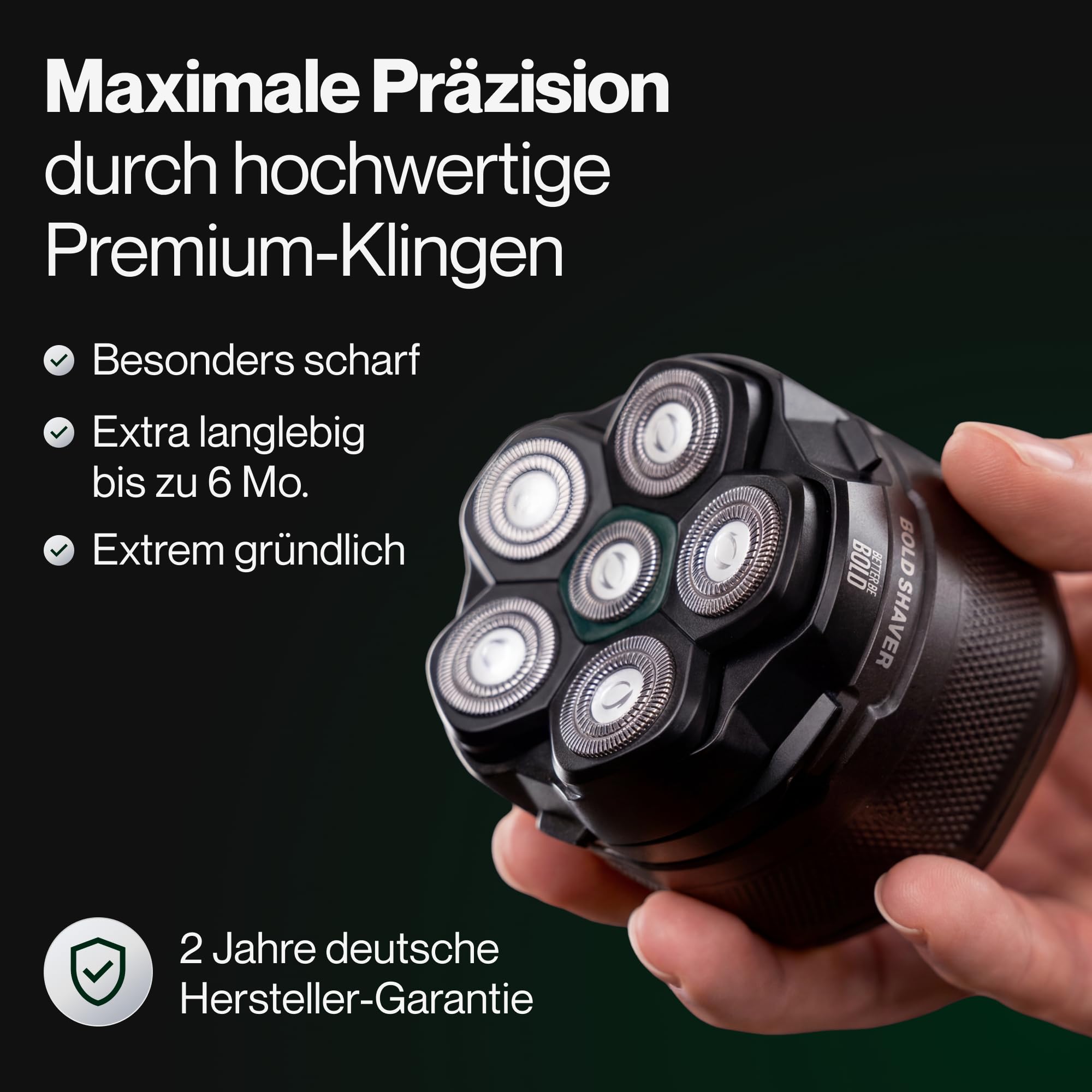 BETTER BE BOLD – Glatzenrasierer & Glatzencreme Anti-Shine 50ml SET – Mattierende Pflege für Glatze 0–3 mm – Beruhigt nach der Rasur – ohne Schnittgefahr und Hautirritationen – Shaver auch für Bart
