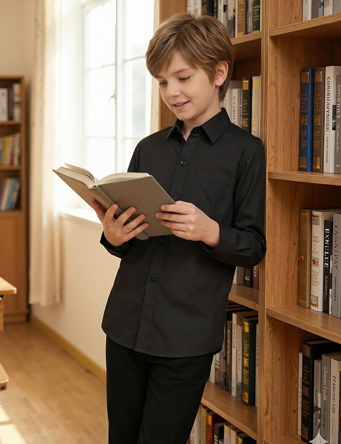 Spring&Gege Boys' Long Sleeve Dress Shirts Formal for Kids School Uniform Button Down Shirt (Regular Fit & Husky) - Image 3