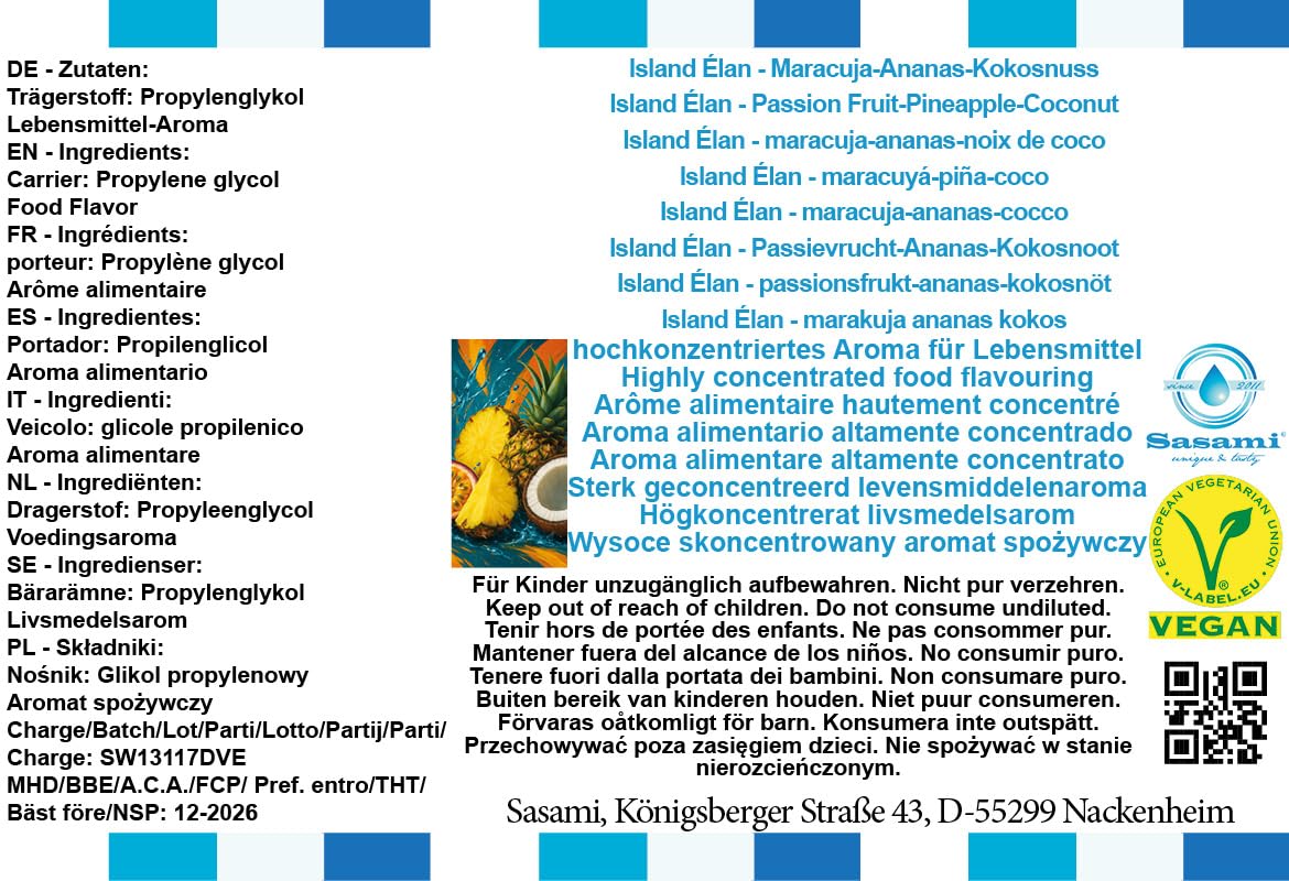 Island Élan - Maracuja-Ananas-Kokosnuss Aroma Konzentrat - Vegan - Sasami - 100ml