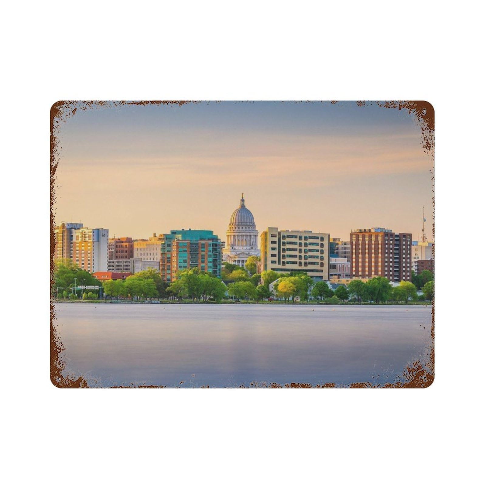 xiaoxiaoshen Real Photo Madison Decor Wisconsin USA Wall Decor Art Metal Tin Poster Modern Home Decor Art Home Bar Shop Decorations Vintage Sign 30x40cm